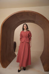 Asimetrik Kesim Belden Bağlamalı Yazlık Zara Odesa Cupra Etekli Takım