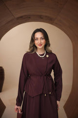 Asimetrik Kesim Belden Bağlamalı Yazlık Zara Odesa Cupra Etekli Takım