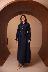 İpeksi Cupra Dokulu Belden Kuşaklı Elbise