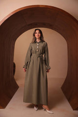 İpeksi Cupra Dokulu Belden Kuşaklı Elbise