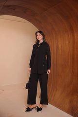 Yandan Büzgülü İthal Slablı Kumaş Pantolonlu İkili Takım