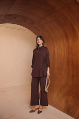 Yandan Büzgülü İthal Slablı Kumaş Pantolonlu İkili Takım