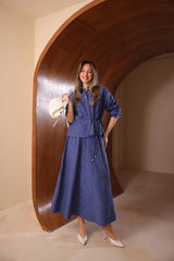 Floral Kabartmalı Brode İşlemeli Etekli Takım