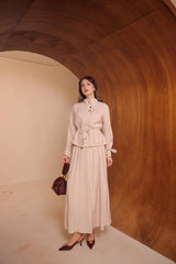 Dik Yakalı ve Kol Bağcık Detaylı Modal Kumaş Etekli Takım