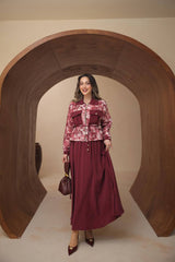 Cepli ve Fermuar Detaylı Batik Desenli Modal Kumaş Etekli Takım