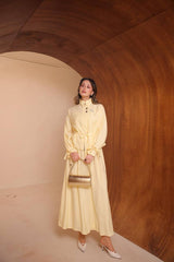 Dik Yakalı ve Kol Bağcık Detaylı Modal Kumaş Etekli Takım