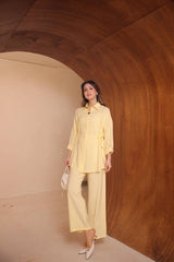 Yandan Büzgülü İthal Slablı Kumaş Pantolonlu İkili Takım