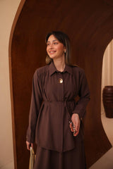 Beli Kuşaklı Modern Kesim Etekli Takım