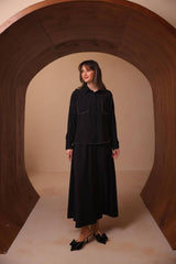 İnci İşleme Detaylı Diagonel Kumaş Şık Etek Takım