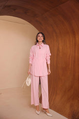 Yandan Büzgülü İthal Slablı Kumaş Pantolonlu İkili Takım