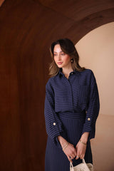 Zara Modal Çizgili Fırfırlı Etekli Takım