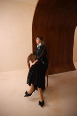 Fermuarlı File Detaylı Siyah Etekli Takım