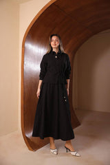 Floral Kabartmalı Brode İşlemeli Etekli Takım