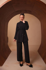 Işıltılı Taş İşlemeli Verev Dokulu İkili Takım