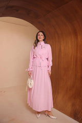 Dik Yakalı ve Kol Bağcık Detaylı Modal Kumaş Etekli Takım