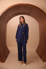 Asimetrik Kesim Çilek Kumaş İkili Takım