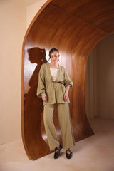 Ajurlu Şerit Detaylı Müslin İkili Takım