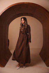 İpeksi Cupra Dokulu Belden Kuşaklı Elbise