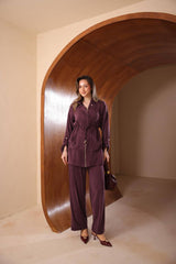 Mat Parlaklık "Elite" İpek Cupra Pantolonlu Takım