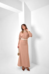 Asimetrik Düğmeli Çift Taraflı Krep Elbise