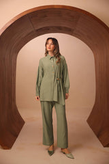 Asimetrik Kesim Çilek Kumaş İkili Takım