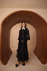 Fermuarlı File Detaylı Siyah Etekli Takım