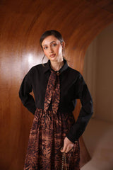 Fular Detaylı Etnik Desenli İthal Poplin Etekli Takım