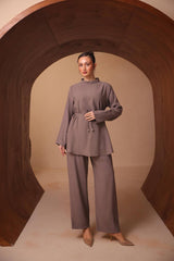 Işıltılı Taş İşlemeli Verev Dokulu İkili Takım