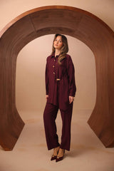 Asimetrik Kesim Çilek Kumaş İkili Takım