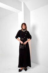 Asimetrik Düğmeli Çift Taraflı Krep Elbise