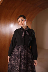 Fular Detaylı Etnik Desenli İthal Poplin Etekli Takım