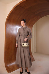 Kırışmaz Çilek Kumaş Fırfırlı ve Kemerli Etekli Takım