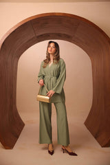 Kimono Kesim Çilek Kumaş İkili Takım