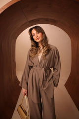 Kimono Kesim Çilek Kumaş İkili Takım