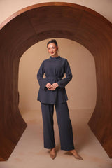 Işıltılı Taş İşlemeli Verev Dokulu İkili Takım