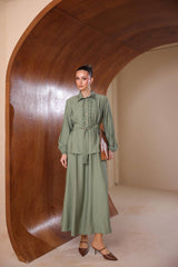 Kırışmaz Çilek Kumaş Fırfırlı ve Kemerli Etekli Takım