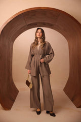 Kimono Kesim Çilek Kumaş İkili Takım