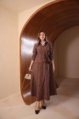 Floral Kabartmalı Brode İşlemeli Etekli Takım