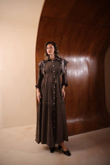 Kuşaklı Modern Kesim İpek Cupra Elbise