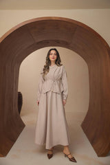 Asimetrik Kesim Belden Bağlamalı Yazlık Zara Odesa Cupra Etekli Takım