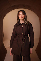 Gold Düğmeli Yağmur Kumaş İkili Takım