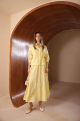 Floral Kabartmalı Brode İşlemeli Etekli Takım