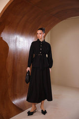 Kırışmaz Çilek Kumaş Fırfırlı ve Kemerli Etekli Takım